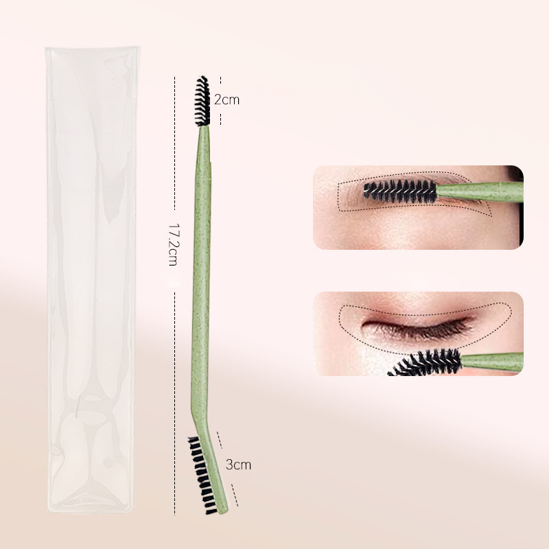 Cepillo de doble punta para cejas, 1 piezas, brochas de maquillaje de belleza, aplicador de pestañas, herramienta de maquillaje: Verde
