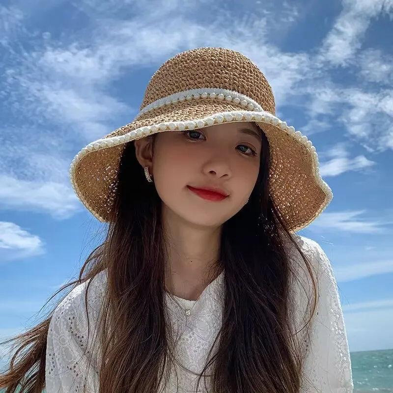 Straw Hat for Women Handmade Summer Hat Beach Travel Outdoor Summer Sun Hat Perfect for Panama Cap: Branco