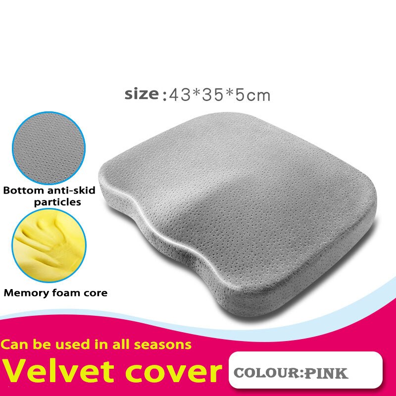 Memory Foam Seat Cushion Coccyx Orthopedic Pillow For Chair Massage Pad Car Office Hip Pillows Tailbone Pain Relief Seat Cushion: Gray