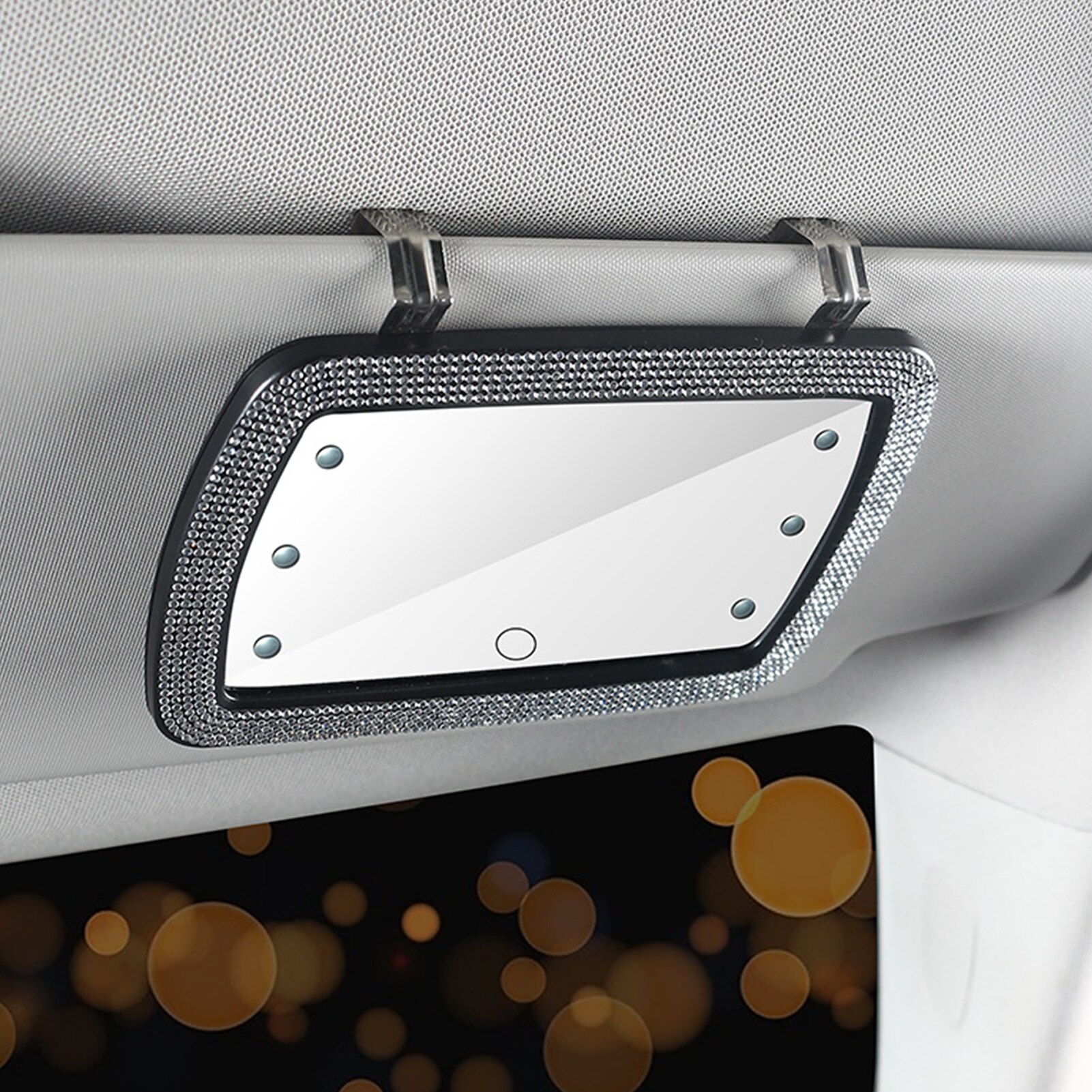 Espejo de tocador LED para coche, espejo de maquillaje con 6 luces, Universal, con batería integrada