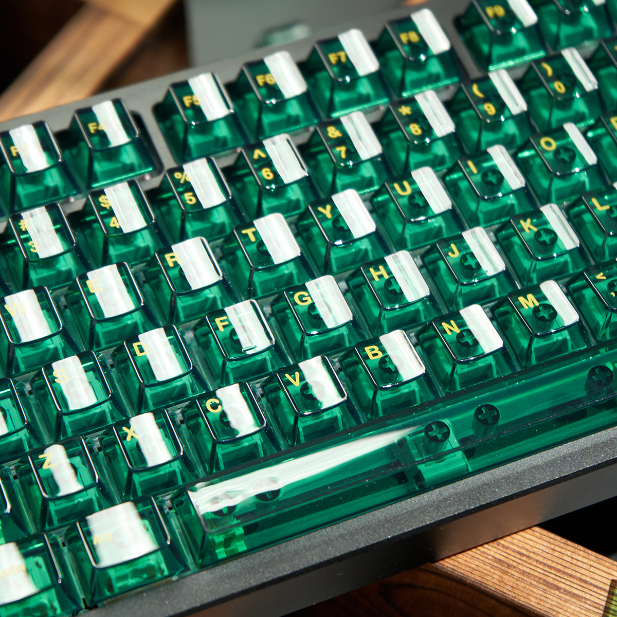Emerald Green Crystal Clear Keycaps White Font Cherry Profile PC Keycap Custom Keyboard keycap For Cherry MX Mechanical Keyboard