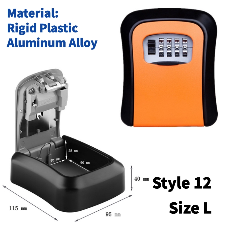 Wall Mounted Metal Alloy Key Lock Box Key Safe Box Weatherproof 4 Digit Combination Key Storage Security Lock Box Indoor Outdoor: black