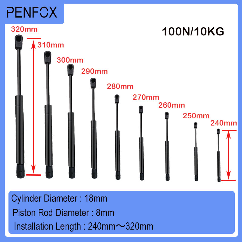 1 pc 240mm-320mm 100n/10kg yleismalliset tukivarret auton kaasujousi iskunvaimennin hydraulinen nostotuki huonekalujen tukivarsi