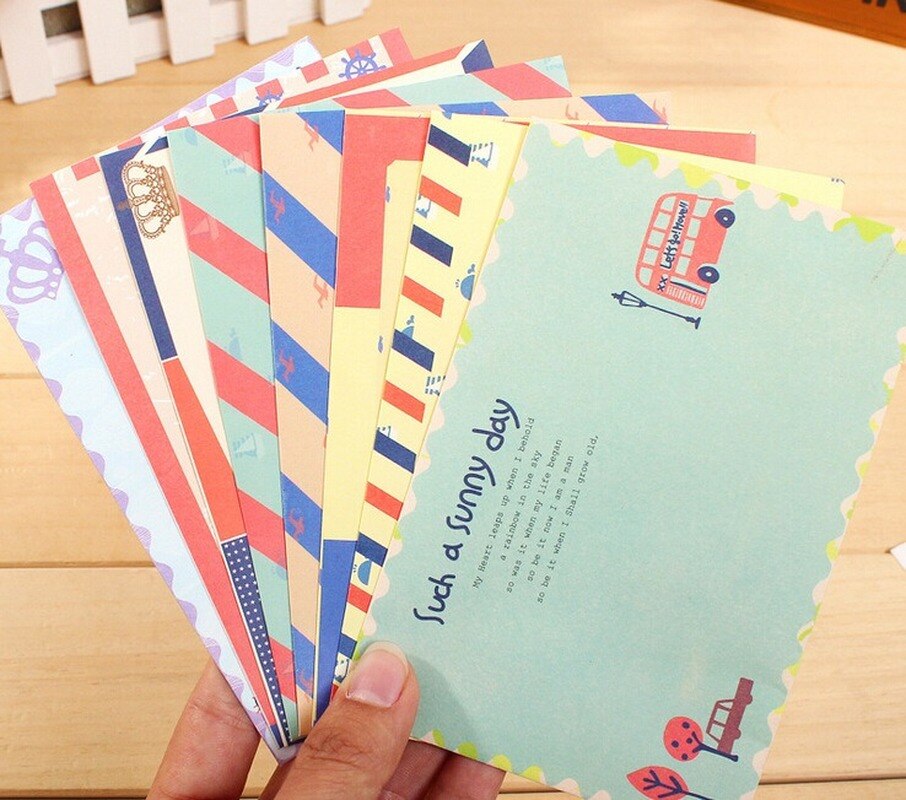 Navy Style 2pc Envelope 4pc Writing Letter Paper Pad Set Korea Mail Retro Office School Stationery Students Lovers Mail