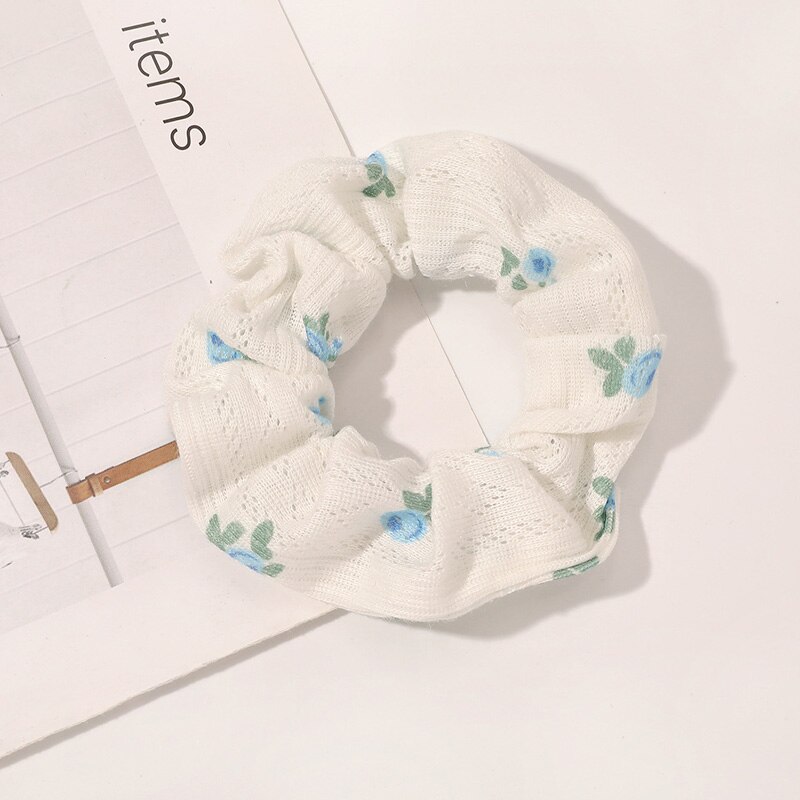 Coleteros coreanos con estampado Floral, cinta para el pelo, coletero, banda elástica para el pelo, lazos para el pelo, accesorios para el cabello: 9