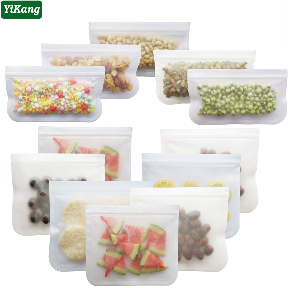 5-12 szt. Świeże torby robić przechowywania matowe pojemnik silikonowy na żywnosć worek szczelny szczyt owoce na przekąnarty pojemniki na domowy lodówka