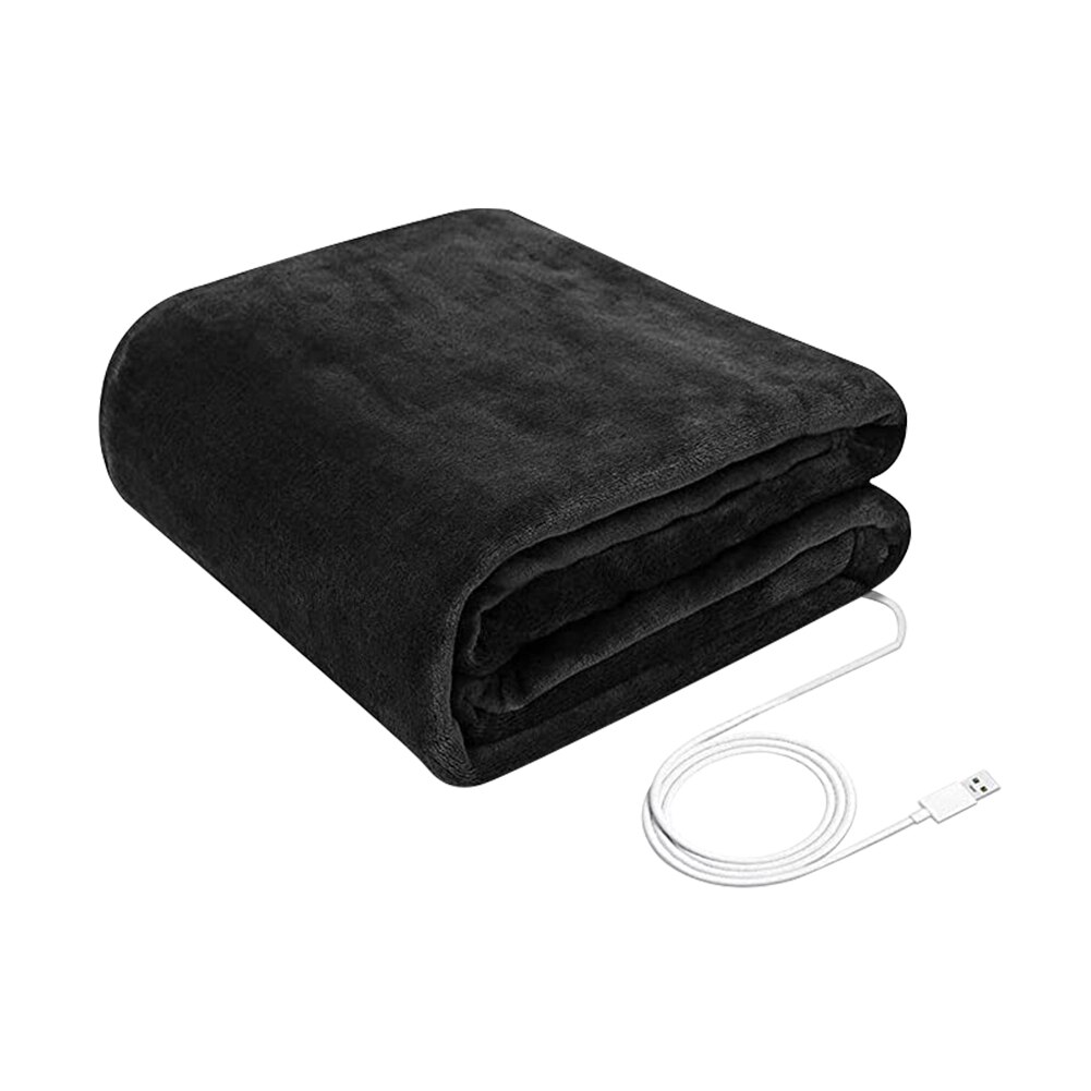 5V USB Winter Electric Blankets Heated Shawl Wrap Detachable Heated Pad Throw Blanket for Home Office Sofa 45x80cm: Black