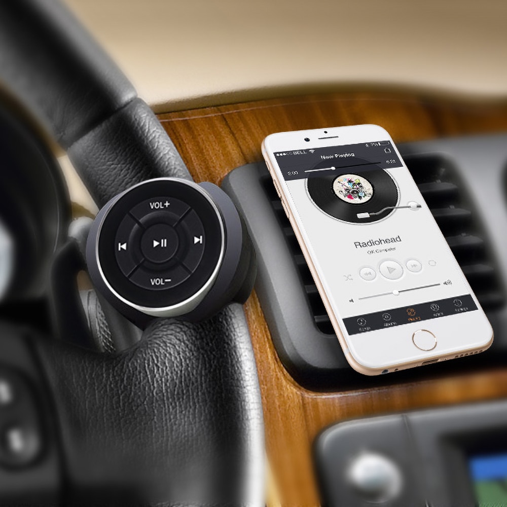 Bil rat kontrol bluetooth fjernbetjening til android ios smart telefon ratt bluetooth fjernbetjening