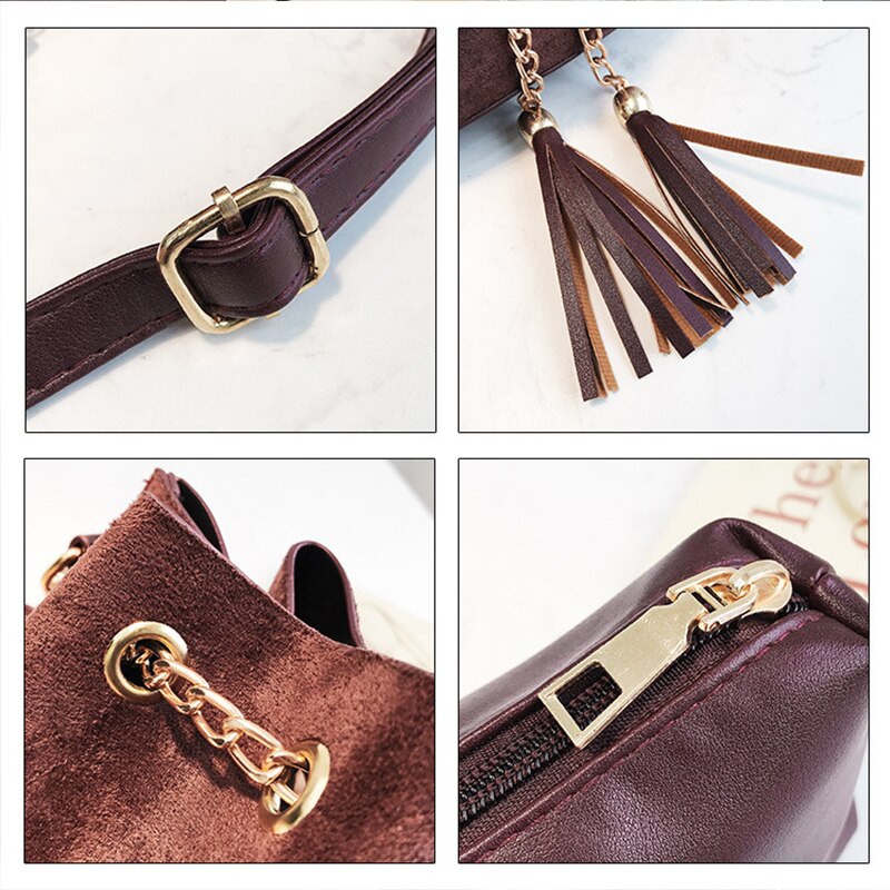 Mini bandoulière sacs à main mignon daim seau sac organisateur petit gland en cuir PU femmes sacs à bandoulière Bolsos