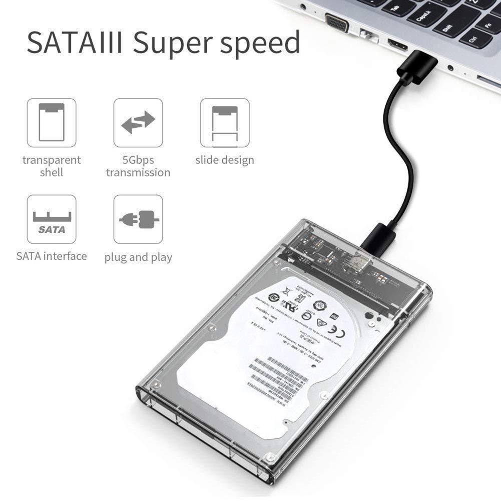 Caja de disco duro portátil Reversible tipo C, USB 3,1, 2,5 pulgadas, SATA, externo, SSD