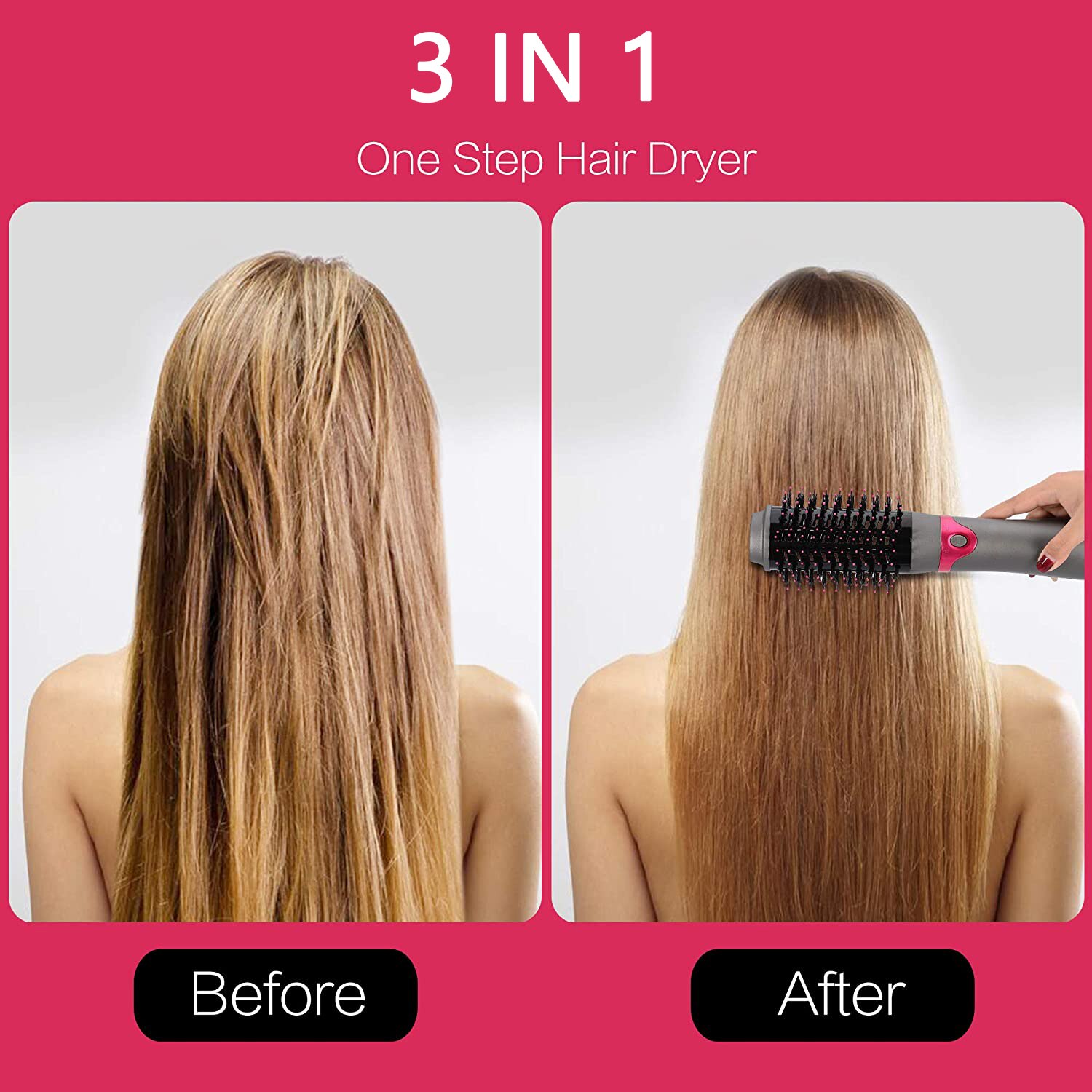 Hair Dryer and Volumizer for Women One Step Air Brush Hair Straightener Curler Comb Styler Salon TooI Blow Dryer Brush