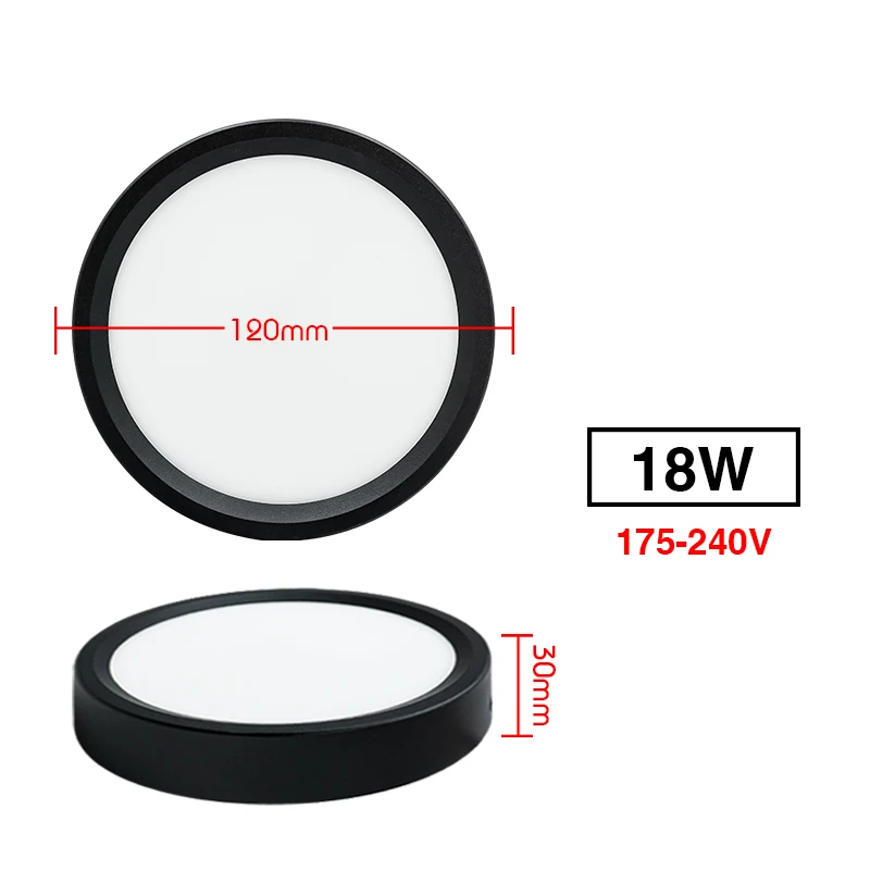 Led downlight 9w 12w 15w 18w overflademonteret panellampe  ac 220v køkken soveværelse stue loft spotlampe til husholdningen: Gul / Lysegul