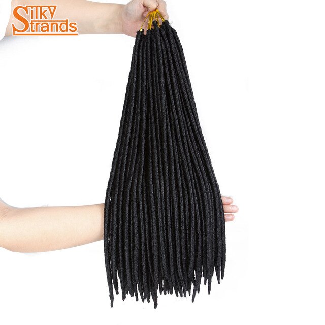 Silky Strands Synthetic Straight Faux Locs Hair Extensions For Women Afro High Temperature Ombre Braiding Hair Crochet Braids: #1