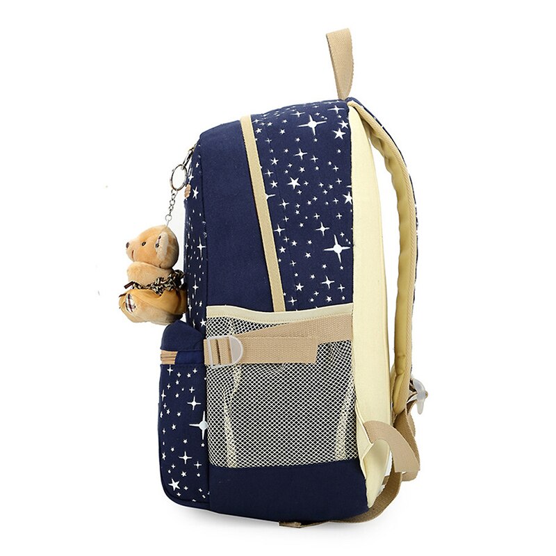 3 unids/set bolsas para la Escuela de las niñas adolescentes mujeres mochila Star Impresión de lona mochilas para niños mochila bolsa de viaje mochilas