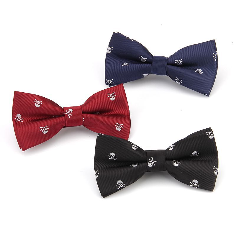 Pajarita ajustable de calavera para hombre, nueva corbata de lazo a la para ocio, color negro, vino y rojo,