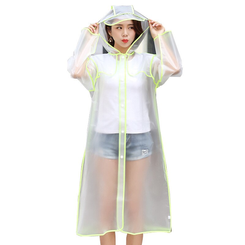 Chubasquero impermeable de plástico transparente para mujer, chaqueta con capucha y bolsillo grande, ropa de lluvia al aire libre