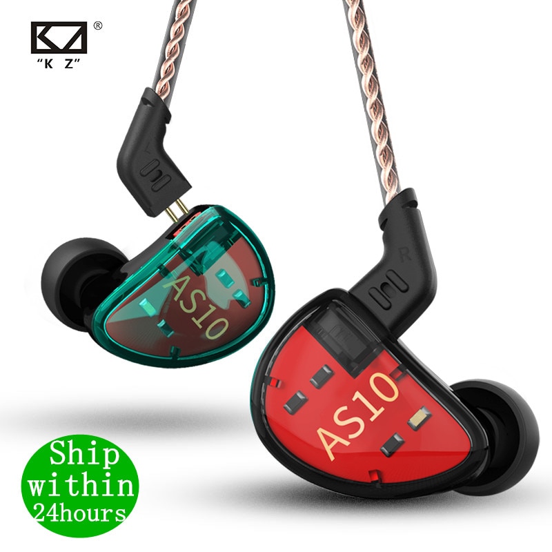 KZ-auriculares AS10 con 5 bandas de ajuste, cascos de alta fidelidad con monitor de graves, para música, general ZS10, ZST, BA10, ES4, AS16, AS12, ZSX