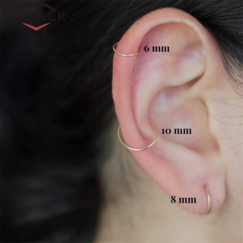 100% 925 sterlina d'argento Oro Cerchio di colore Orecchini A Cerchio per Le Donne Semplice Orecchio Fibbia Argento 6/8/10mm 1 impostato Dei Monili Dropshipping