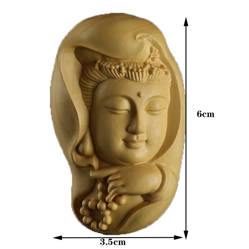 Solid wood Guanyin small wood carving,Wooden handmade Buddha statue，Modern art sculpture，Home Feng Shui pendant, car decoration