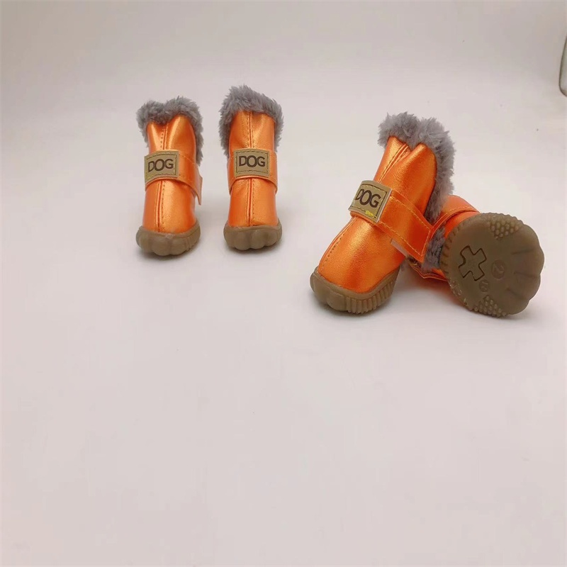 Leather Dog Snow Boots Waterproof Chihuahua Pug Shoes Pet Supplies 4 Pcs/set Winter Pet Dog Shoes For Small Dogs Cats Super Warm: S / Blue