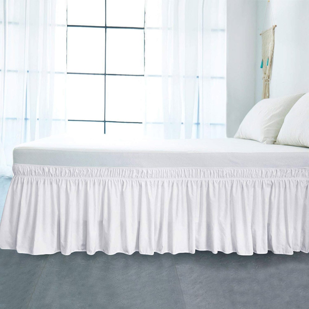 Blonder flæser ren farve seng nederdel elastisk løs seng forklæde seng nederdel dobbelt fuld queen king size seng indretning