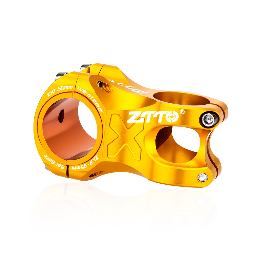ZTTO MTB Attacco Manubrio CNC IN Lega di ALLUMINIO ad Alta Resistenza Leggero 0 gradi Aumento DH AM Enduro Per 35mm / 31.8 millimetri Manubrio Della Bici: 50mm Gold