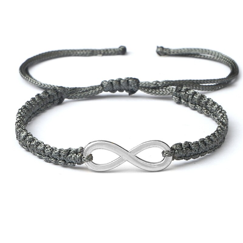 Charm Paar Armband Handgemaakte Gevlochten Touw Infinity Vriendschap Verstelbare Armbanden En Armbanden Voor Vrouwen Mannen Mode-sieraden: Gray-silver