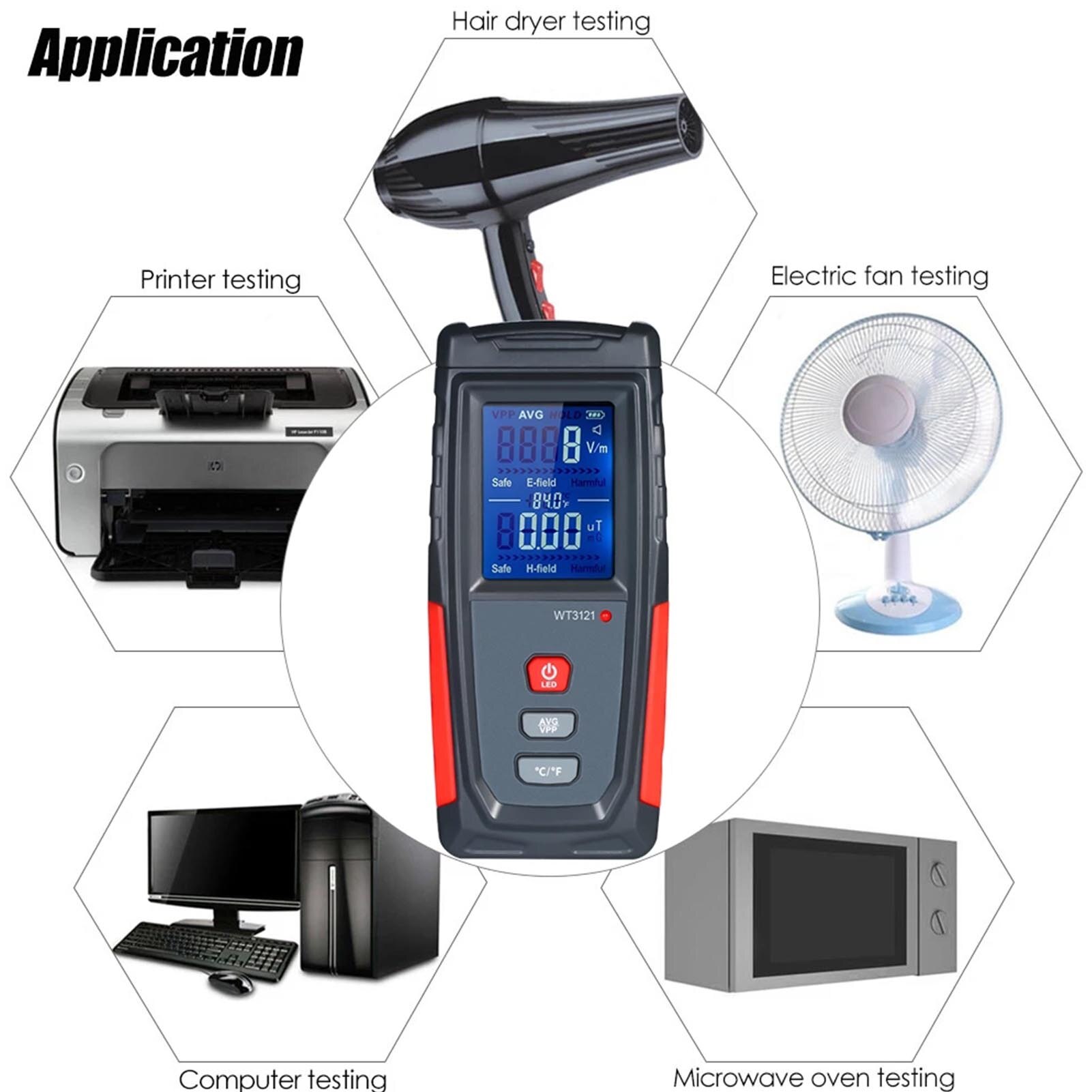 Portable Handheld Digital LCD Meter Electromagnetic Radiation Tester EMF Computer Phone Electric Field Magnetic Field Detector