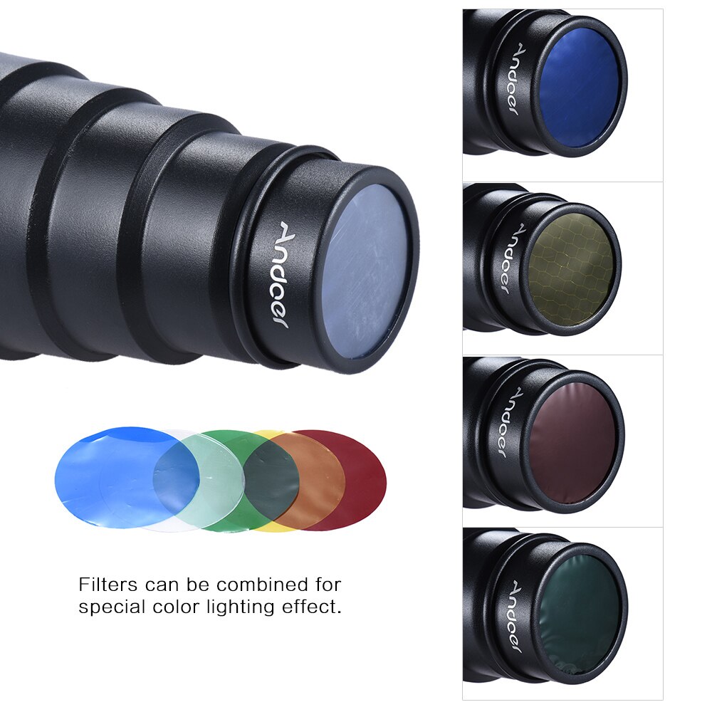 Andoer-Snoot cónico con filtro de Color de panal de 50 grados para Neewer, Canon, Nikon, Yongnuo, Godox, Meike, Vivitar