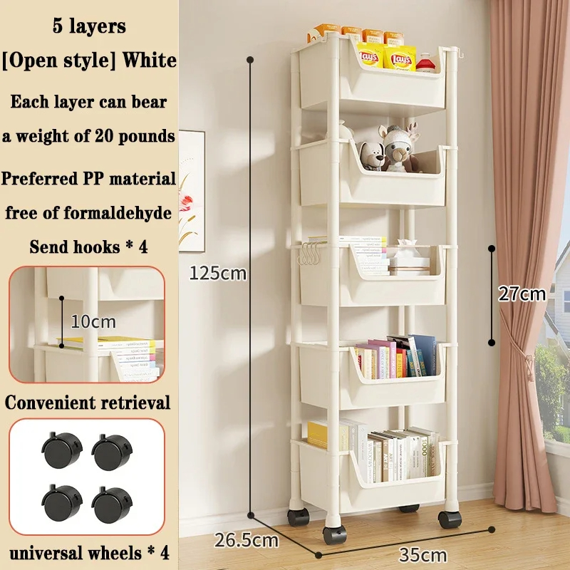 Trolley Boekenplank Verplaatsbare Boekenplank Mobiele Keuken Opbergrek Multi-Layer Opslag Shelve Met Wielen Snackkar Opbergrek: MULTI