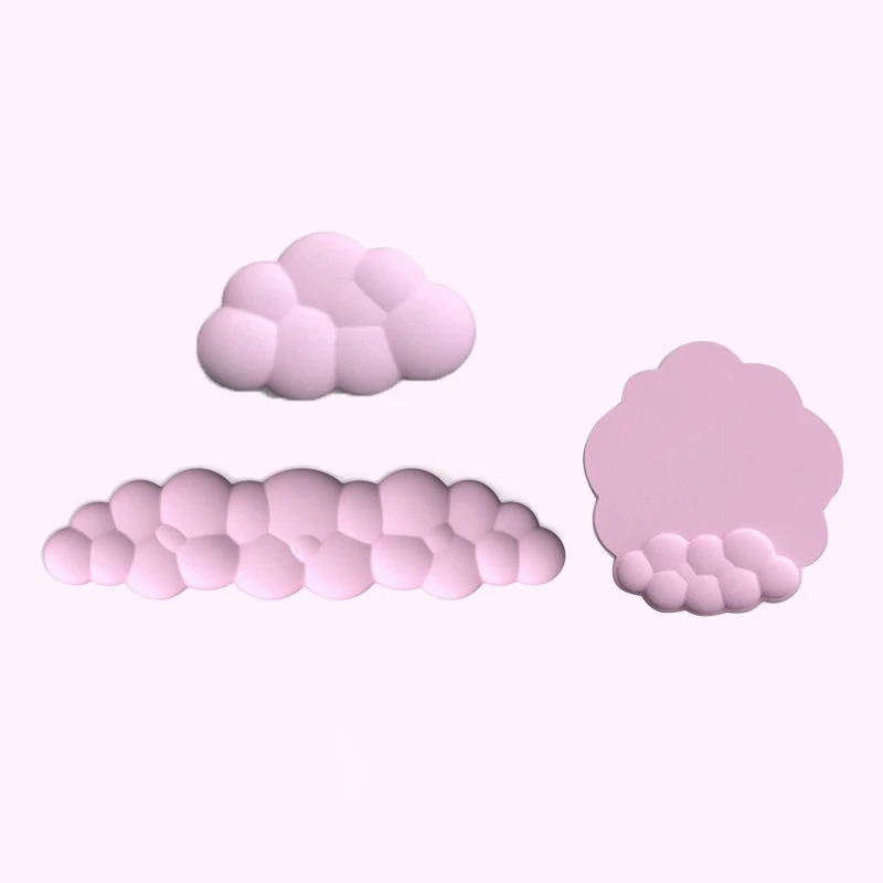 Cloud Wrist Rest Keyboard Memory Foam Mouse Mat Anti-slip Keyboard Handle Support MousePad Set Ergonomic Cloud Wrist Brace: APRICOT