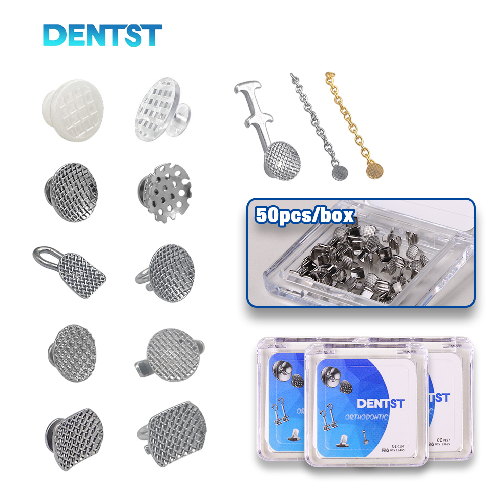 50 Stuks Tandheelkundige Orthodontische Lingual Knoppen Metalen Composiet Bondable Tractie Haak Dentista Bretels Beugels Ortodoncia Materiales