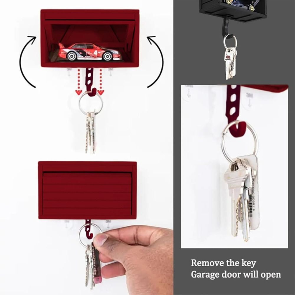 Car Garage Key Holder with Opening Door Wall Mount with Car Garage 3D Printed Key Organizer Easy to Install Versatile Key Hooks