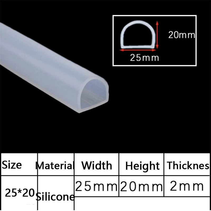 2-10M D Shape Silicone Rubber Sealing Strip Semi Circle Hollow High Temperature Self Adhesive Door Window Sound Insulating Strip: Ivory / 3M