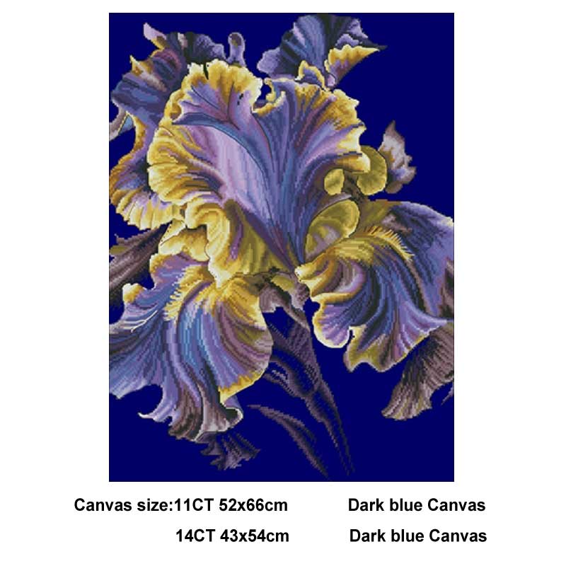 Lockande iris blommönster räknade korsstygn 11ct 14ct diy kinesiska korsstygnskit broderi handarbetsset heminredning