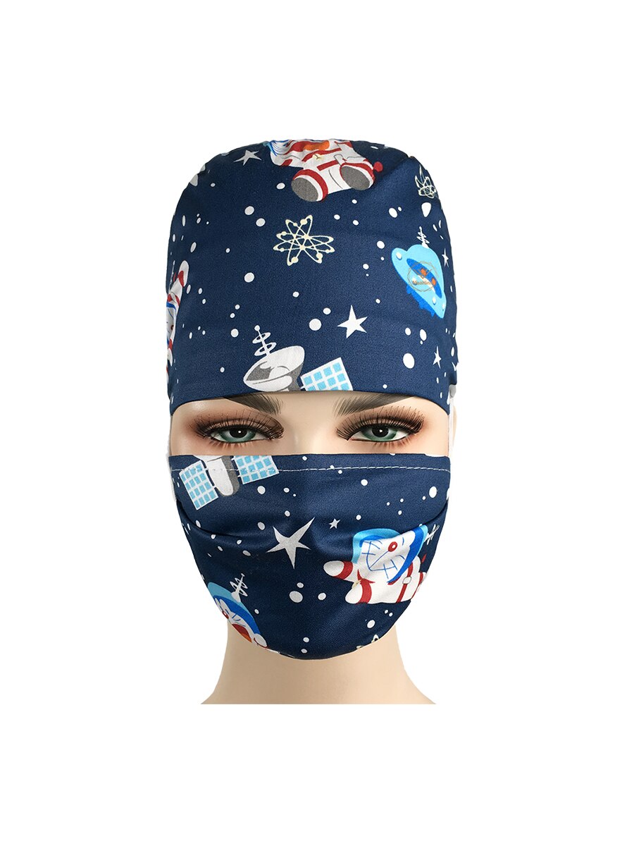 Unisexe impression spa travail casquettes réglable coton laboratoire anti-poussière travail chapeau dent beauté Scrubs casquettes animal club opérateur chapeau: hatmask 12088