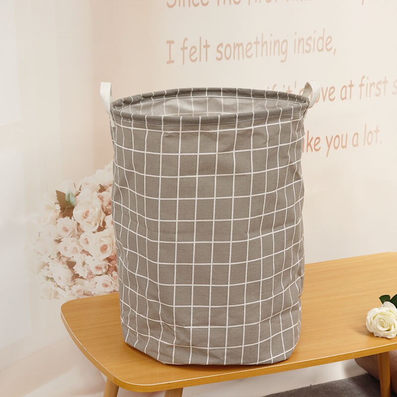 Household cloth dirty laundry storage basket large capacity waterproof toys organizer box folding laundry basket: 40x50cm / grey-grid