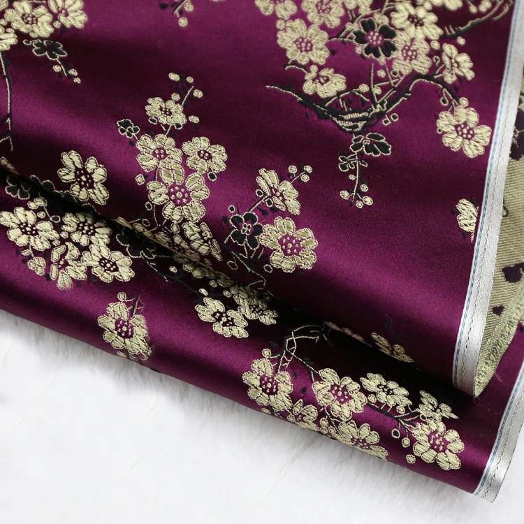 100 cm x 75 cm Roxo Wintersweet braocade fios tingidos tecido jacquard tapeçaria de cetim tecido jacquard tecido moda DIY roupas