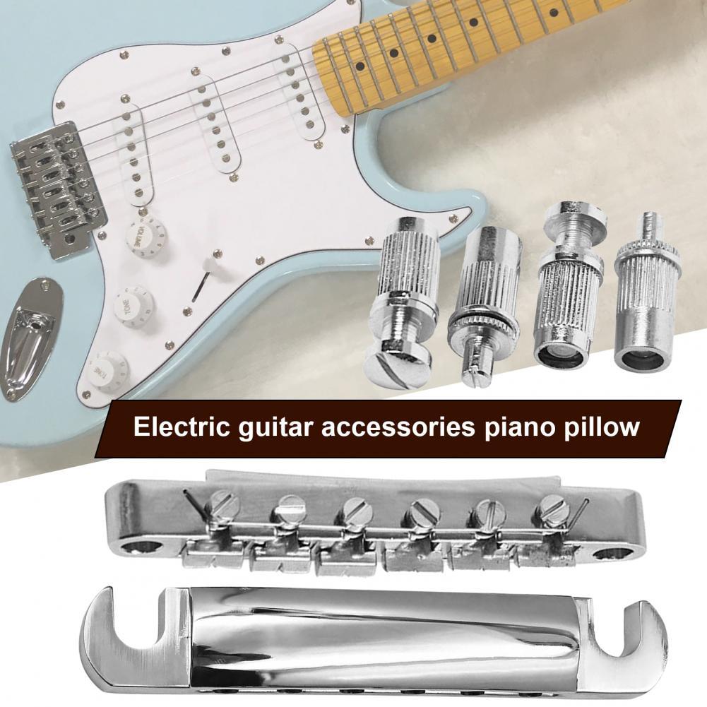 6 Strings Gaten Gitaar Brug Fixing Clip Roterende Compact Elektrische Gitaar Staartstuk Brug Met Studs Set Voor Instrument