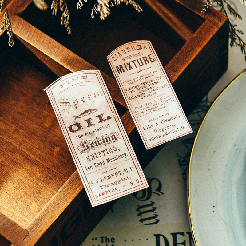 22Pcs Retro Label Bottle Vintage Stickers Junk Journal Ephemera France Style DIY Album Aesthetic Stickers Scrapbooking Material