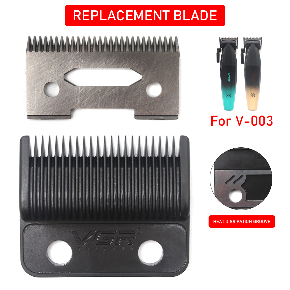 VGR V-003 DLC Blade Hair Clipper Blade Trimmer Replacement Original Cutter Head Barber Accessories