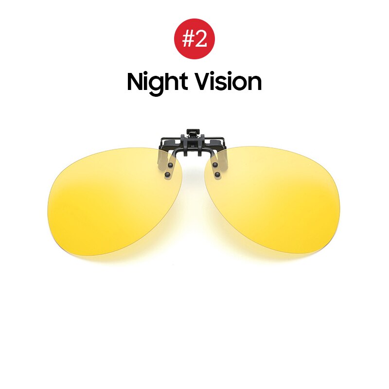 Rimless Round Flip up Clip on Oversized Men Polarized Clip Sunglasses Fishing Aviation Blue Mirror Big Size Driving Glasses: 2 Night Vision