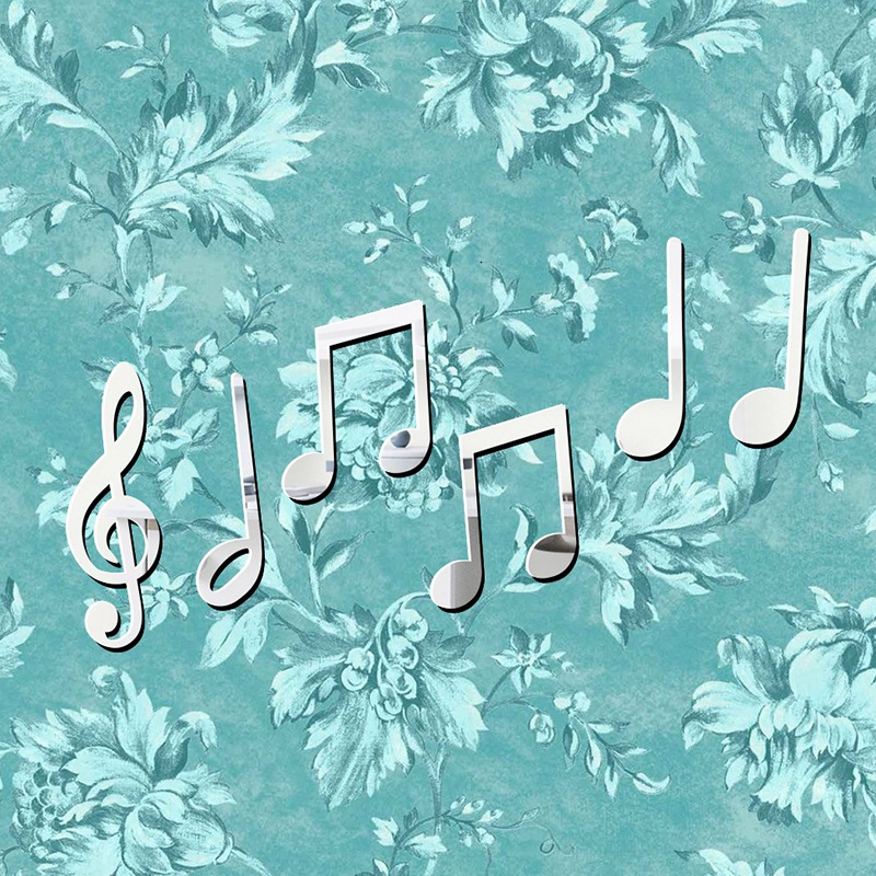 Music Notes Mirror Stickers Carved Wall Stickers Practice Dance Room Bar Living Room Bedroom Art Decorations