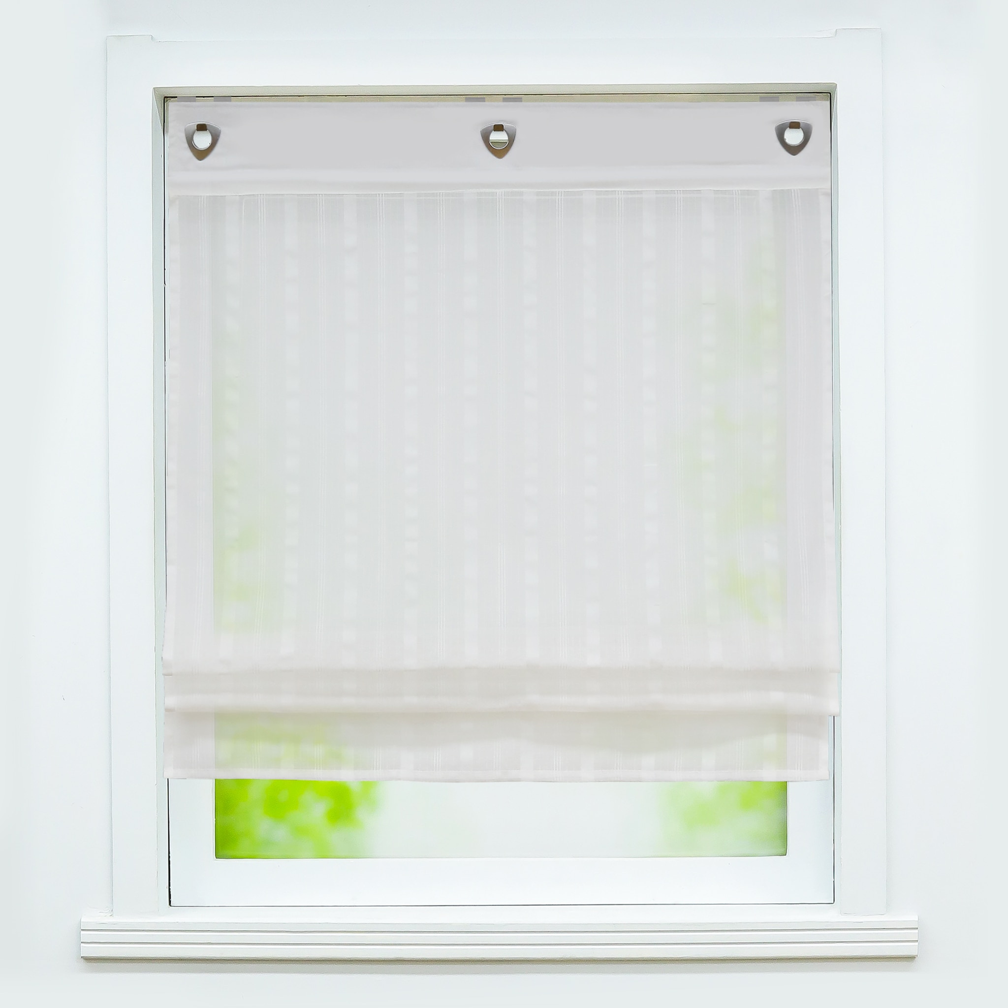 Roman Curtain Curtains For Kitchen Window U Shape Hook Stripe Decoration with Plastic Tubes