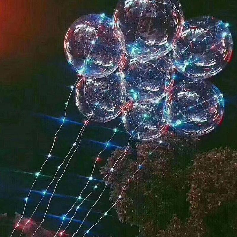 Transparent Bobo Ballons Handle LED Balloon With Sticks Birthday Light Balloon Kid Party Wedding Luminous Decorations LED K4X4