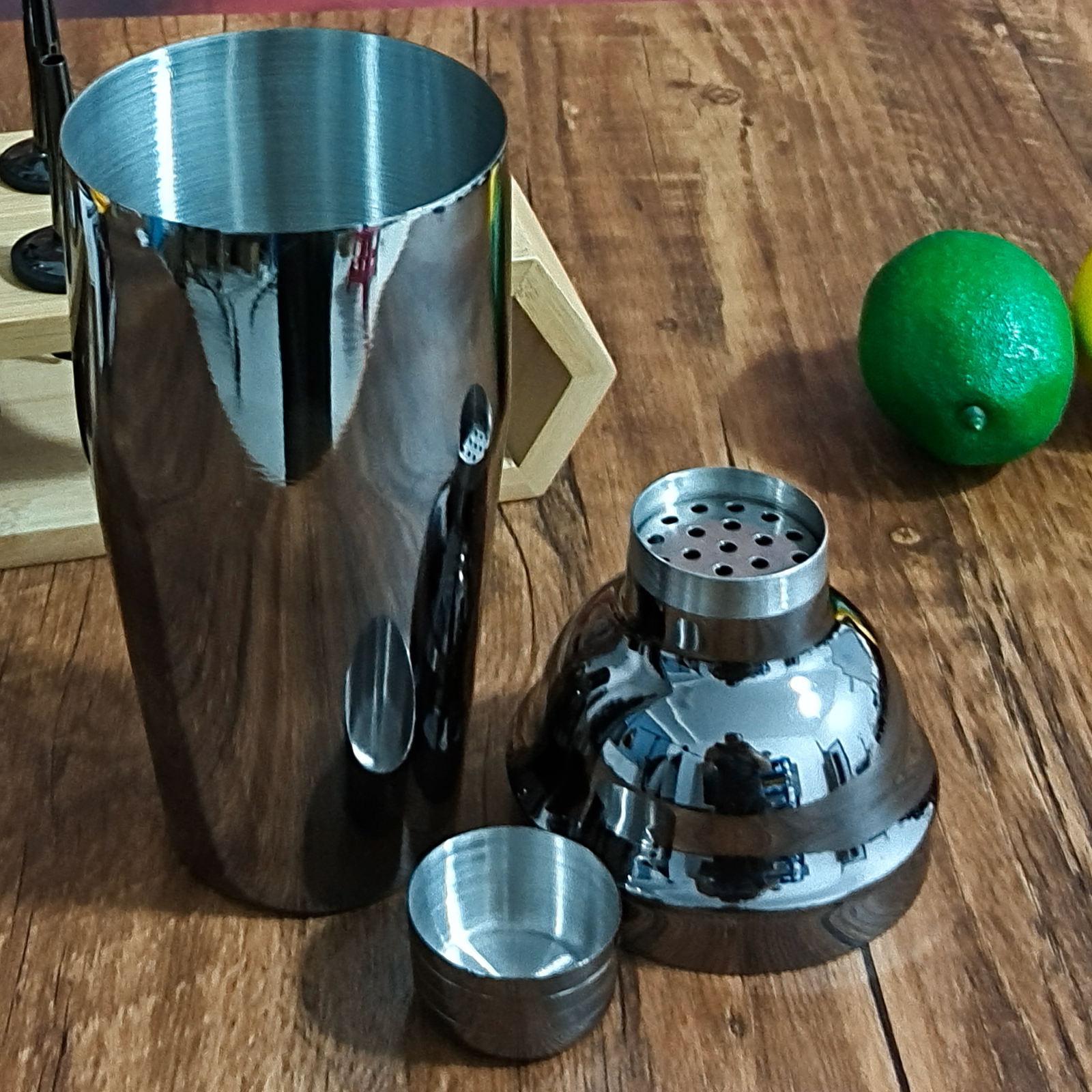 Cocktail Shaker Set Rose Gold,10-Piece Bartender Kit With Bamboo Stand,Tools Very Suitable For Family Party Use