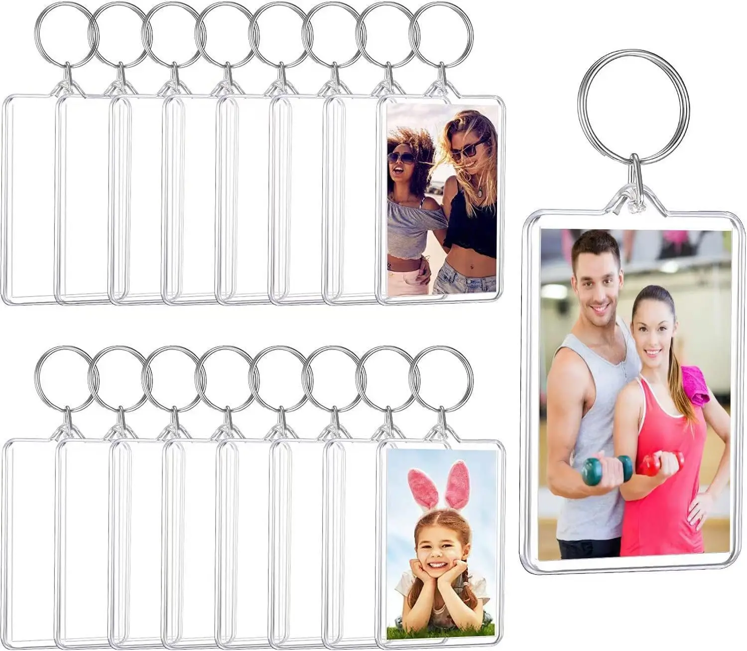 5/50 stuks transparante fotolijst sleutelhanger kwastjes snap-in aangepaste insert foto acryl blanco sleutelhanger duidelijke blanco foto hanger