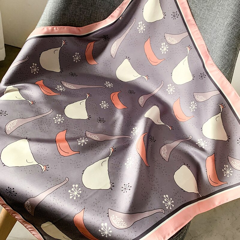 Luksus tørkle silke hårskjerf til kvinner skrive ut bandana hode sateng skjerf 53*53cm små pannebånd hals skjerf til damer: 07