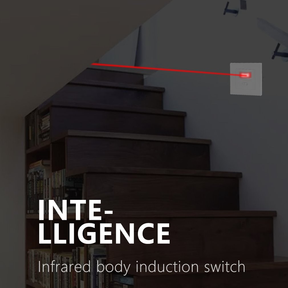 AC 110V-240V Infrared PIR Motion Sensor Recessed Wall Lamp Light Bulb Switch PVC Material Wall-mounted