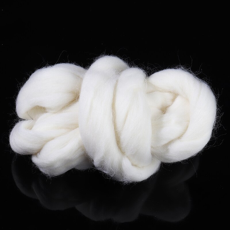 50G Pluizige Zachte Wol Vezel Wit Merino Geverfd Wol Tops Zwervende Wol Fibre Voor Naaldvilten Spinning Naaien Projecten